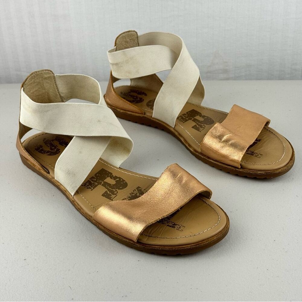 Sorel Women’s Ella Sandal Rose Gold/Cream Elastic Strappy Flat Size 9.5 EUR 40.5